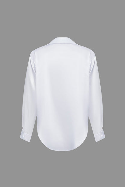 Damenbluse Langarm Seiden-Satin Elegante Bluse