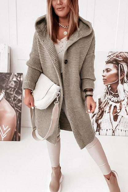 Strickjacke Damen Weich Warm Kapuze