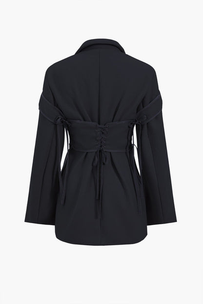 Damen Zweiteiler Set Blazer Korsett mit Schnürung
