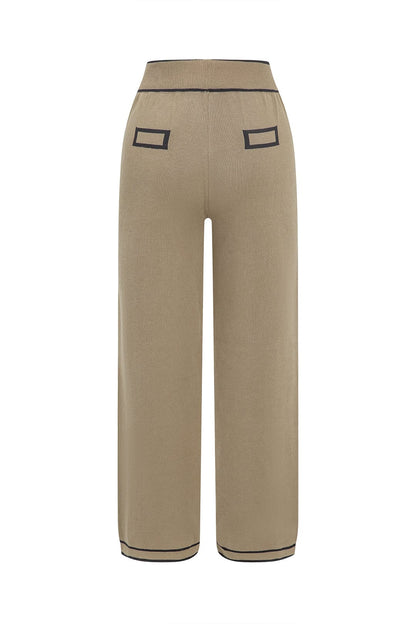 Damen Strick-Set Gürtel-Cardigan Weitbein-Hose Elegantes