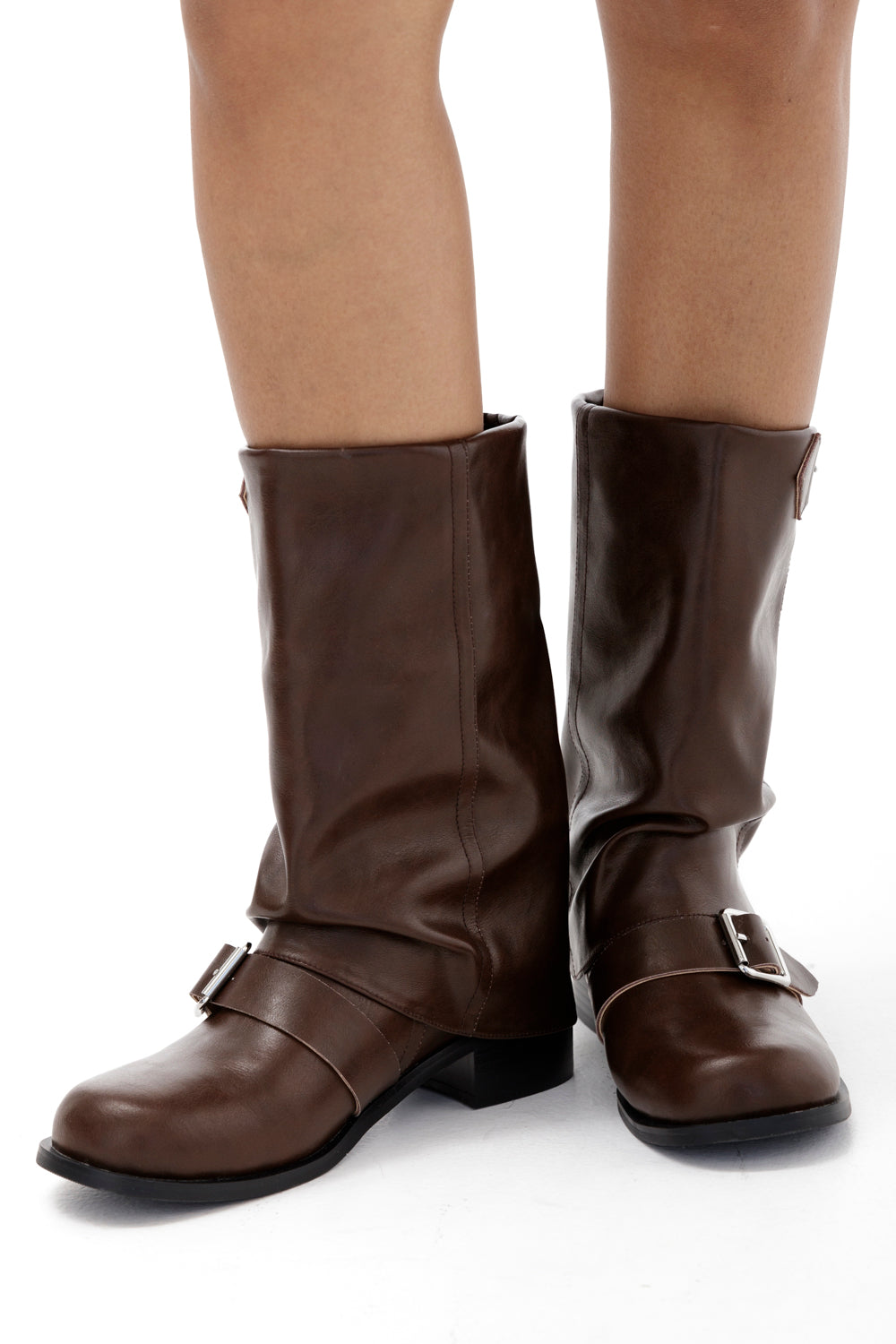 Damen Stiefeletten Schnalle Blockabsatz
