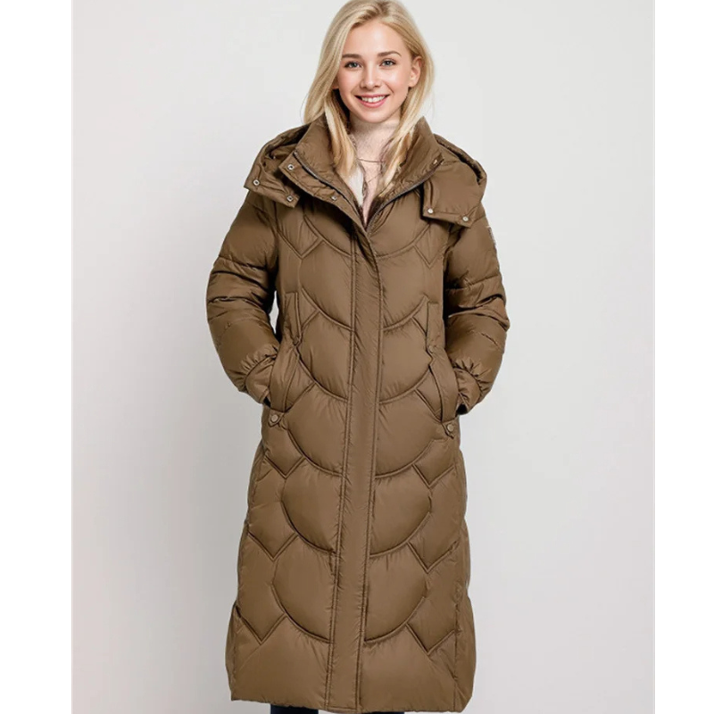 Damen Daunen Steppjacke Lang Winterwarm