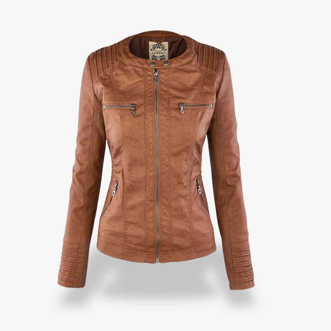 Damen Lederjacke Wasserdicht Kapuze