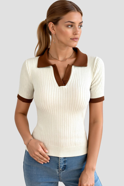 Herren Polo Hemd Gestrickt Kragen Blockfarben Relaxed Fit - Norvielle