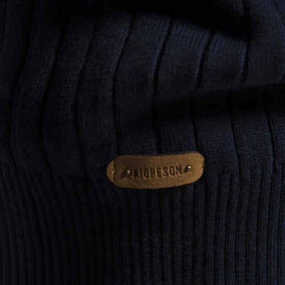 Herren Pullover Langarm Viertelzip Modern Grün