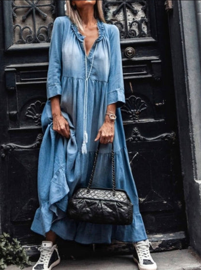 Damen Maxikleid Boho-Stil Gewaschenes Look