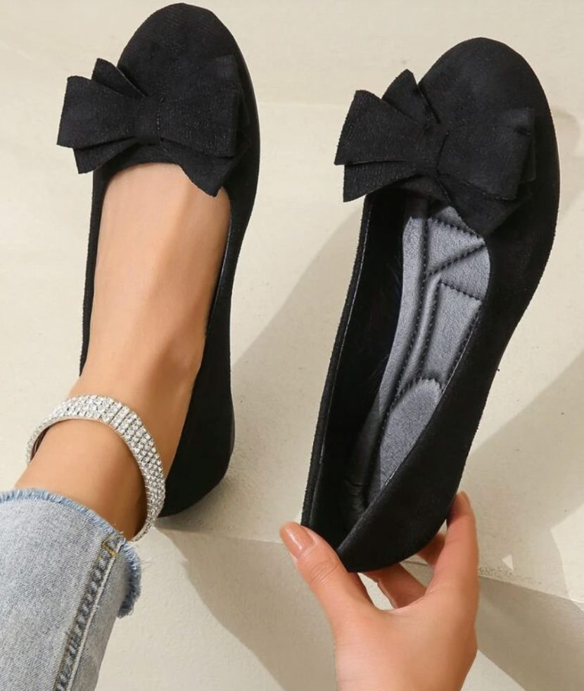 Damen Ballerinas Schleife Bequem Elegant