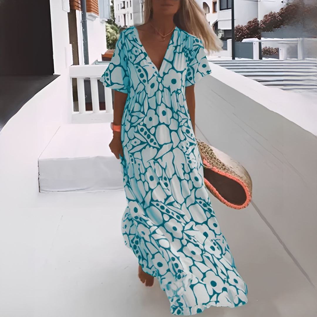 Damen Sommerkleid Schick Modern Elegant Blau - Norvielle
