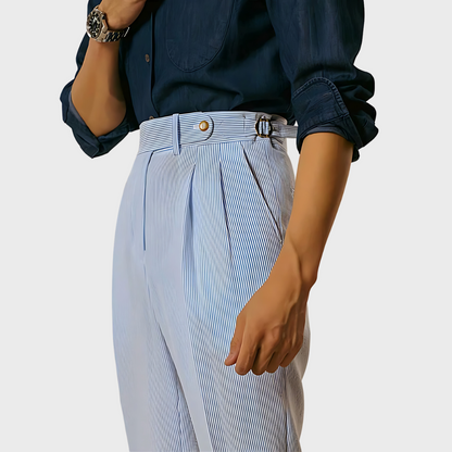 Damen Nadelstreifenhose Taillenhohe Mit Gürtel