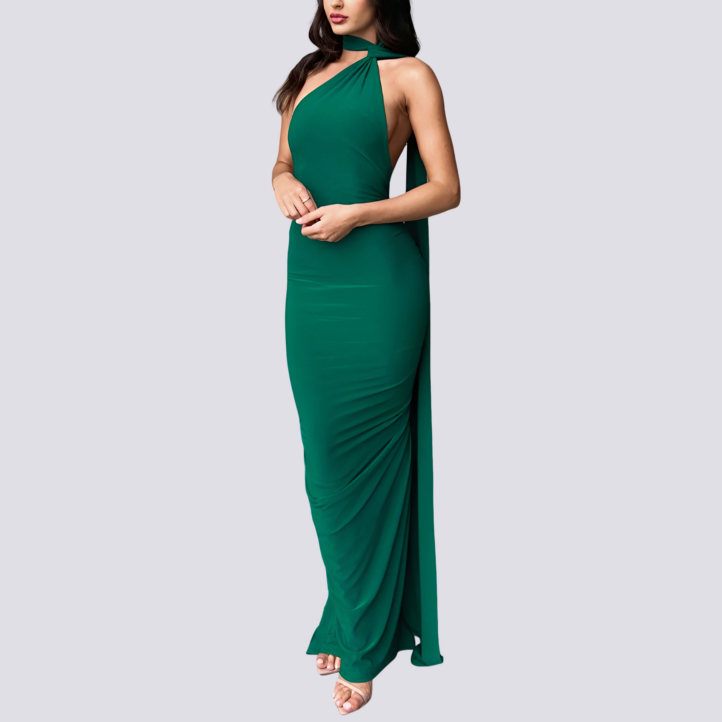 Damen Plisseekleid Rückenfrei Elegant Sommerkleid