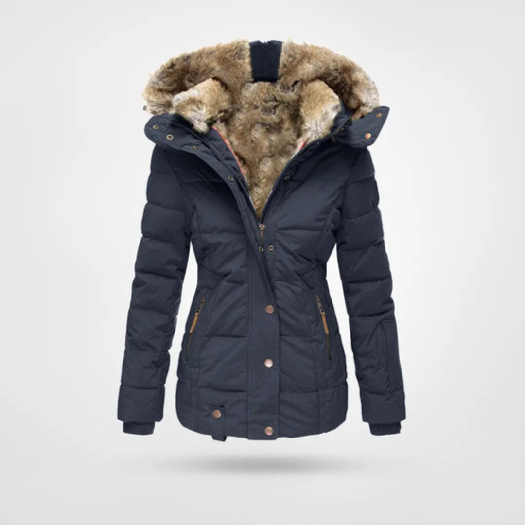 Damen Winterjacke Lang Gepolstert Warm Mit Kapuze