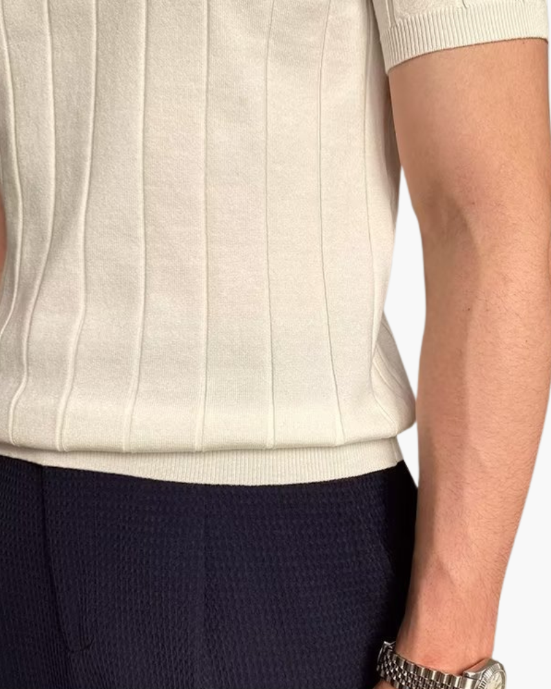 Herren Poloshirt Slim Fit Strickmuster Business