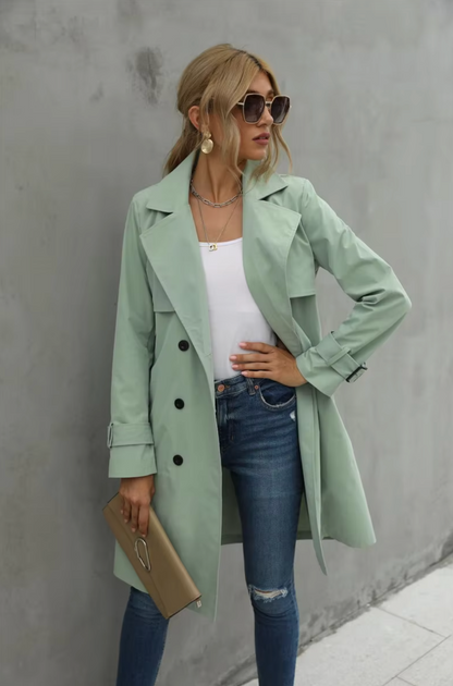 Damen Trenchcoat Doppelreihig Klassisch