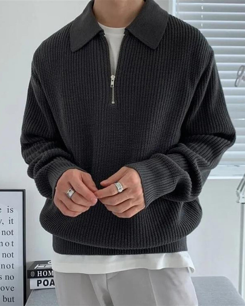 Herren Strickpullover Polokragen Gerippt Warm