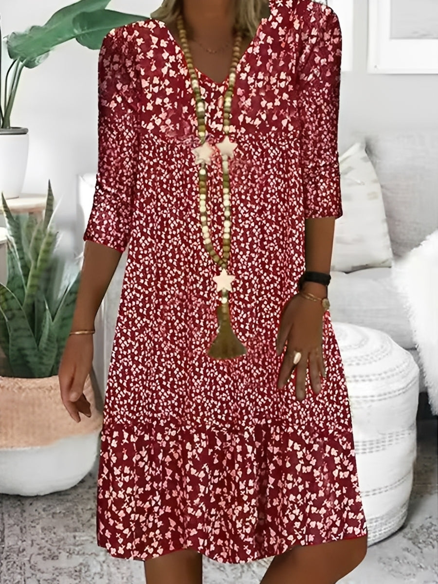 Damen Sommerkleid V-Ausschnitt Lässig