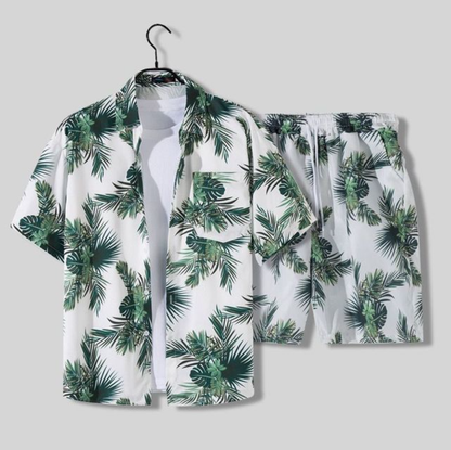 Herren Hawai Hemd Set Casual Leicht Freizeit