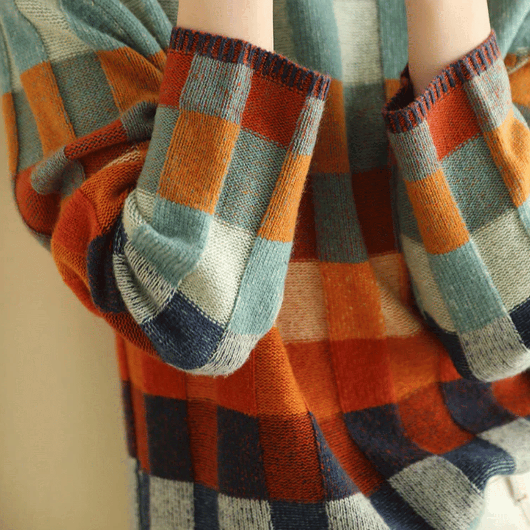 Weicher Cashmere Pullover Patchwork Rundhals Warm