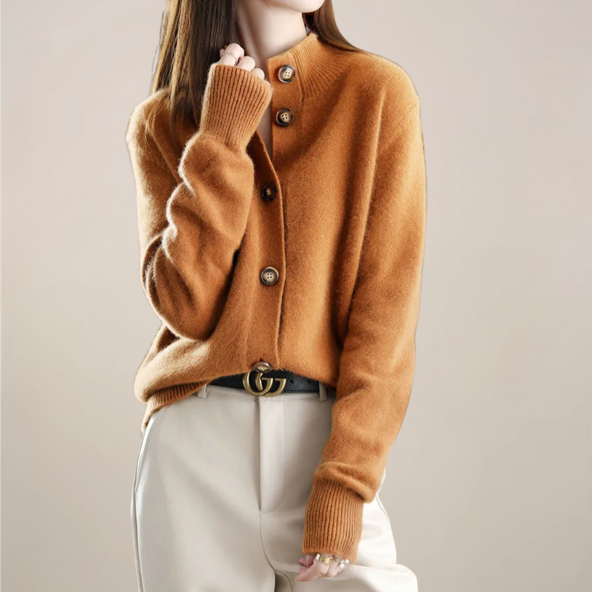 Damen Cardigan mit Kragen und Knöpfen Modern