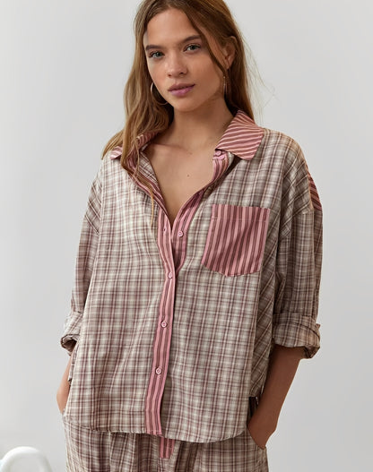 Damen Pyjama Set Baumwolle Bequem Schwarz - Norvielle