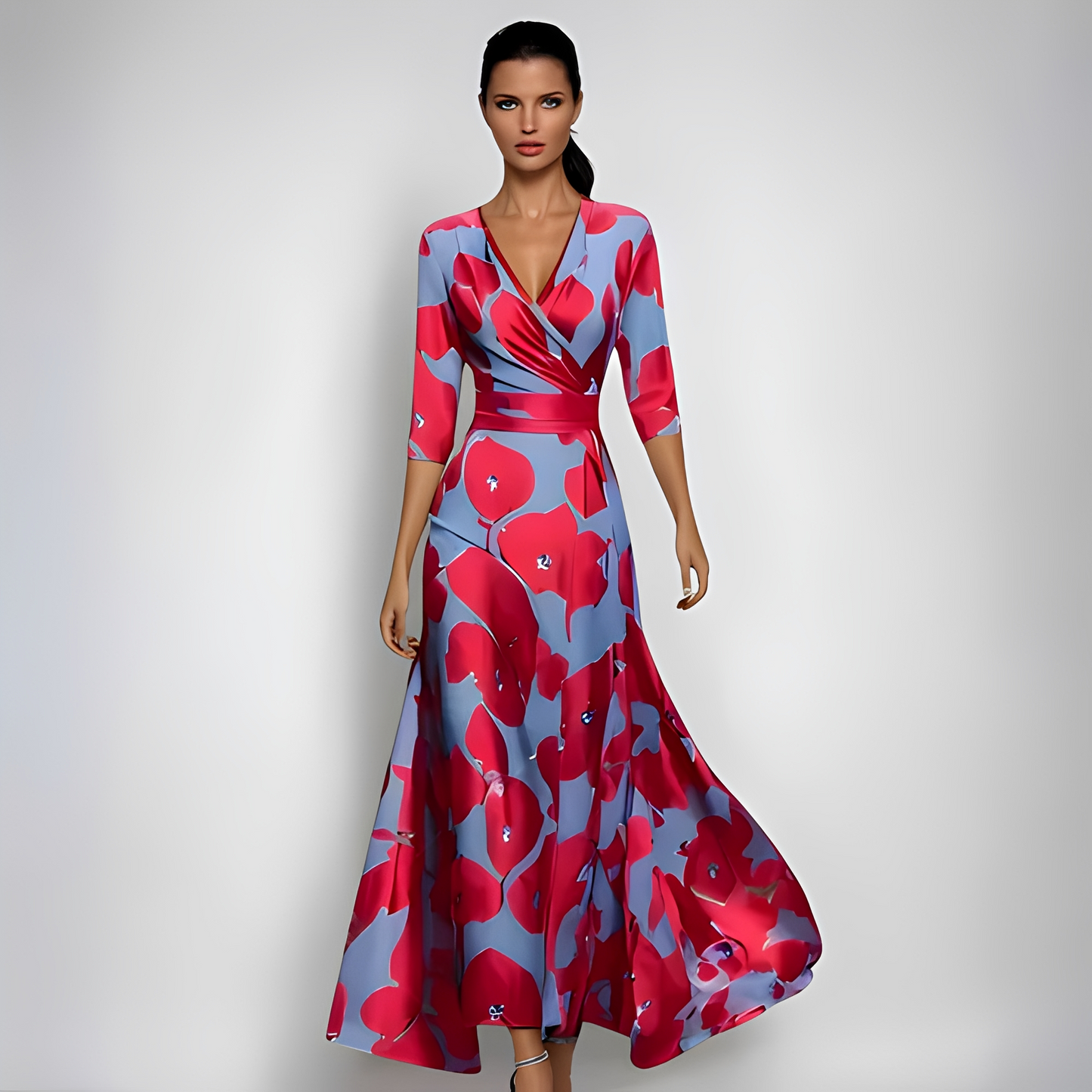 Damen Sommerkleid Blumenmuster Elegant