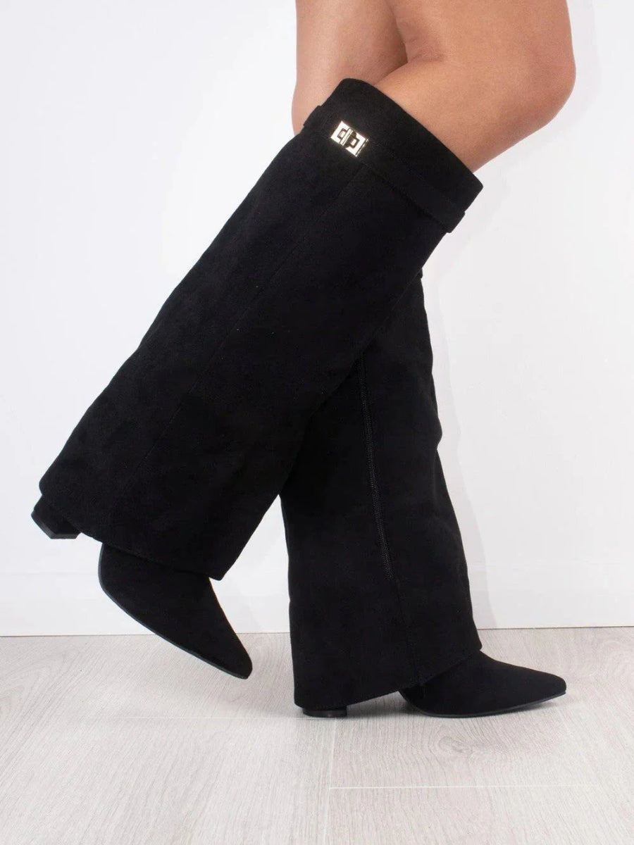 Damen Stiefel Suede Elegant Gold