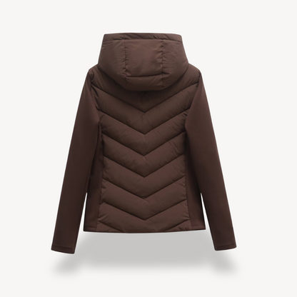 Damen Steppjacke Chevron Muster Schwarz - Norvielle