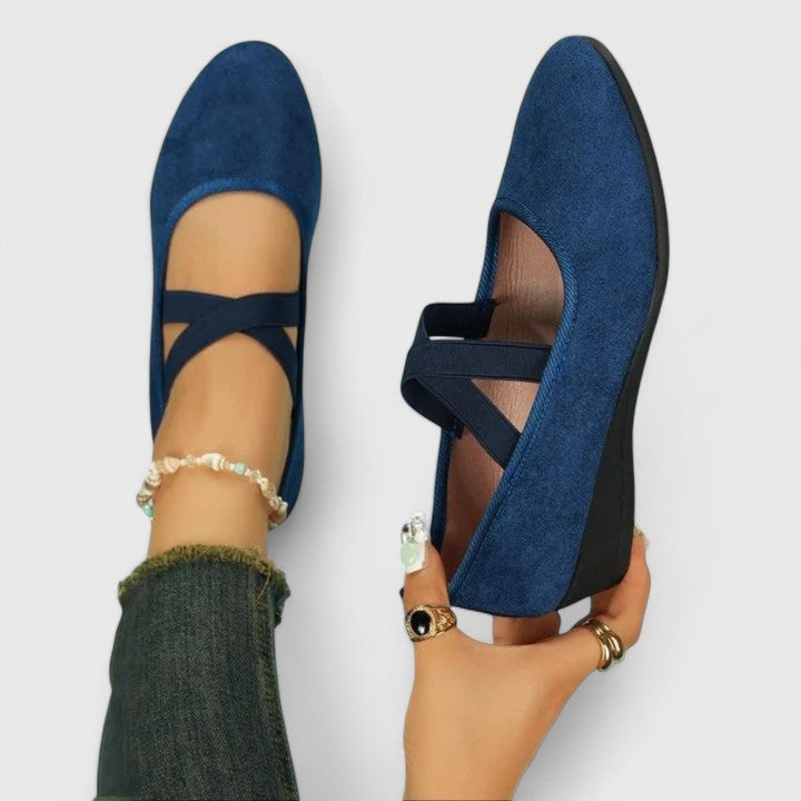 Damen Flats Rundzehen Keilabsatz Schuhe