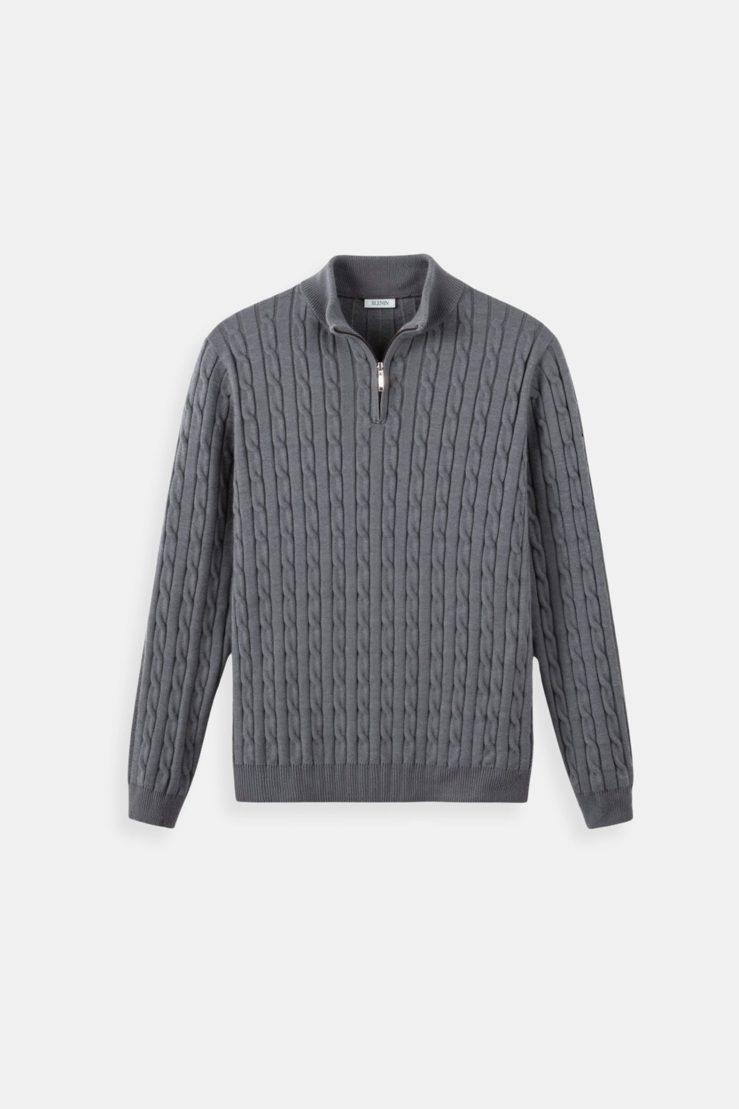 Damen Strickpullover Zopfmuster Reißverschluss