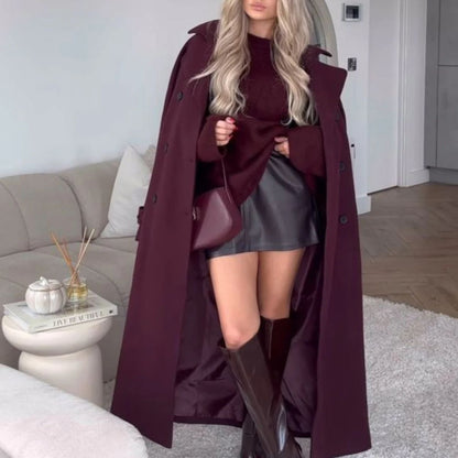 Damen Trenchcoat Bordeaux Rot Elegantes Design