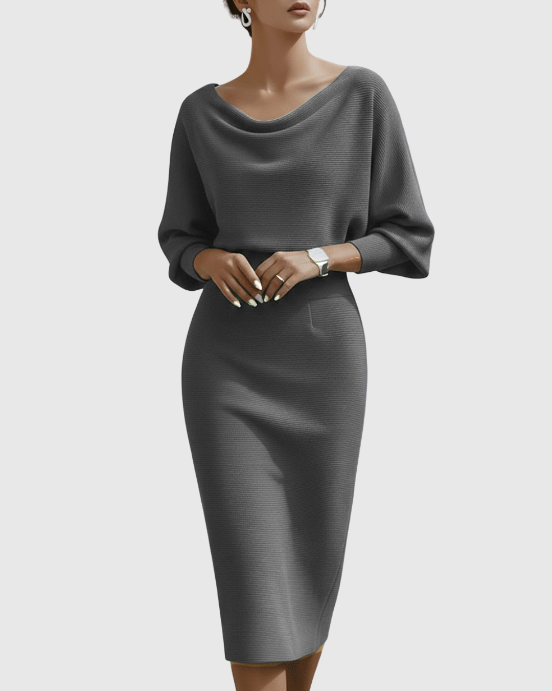 Elegantes Damen Midi-Kleid mit Drapierung