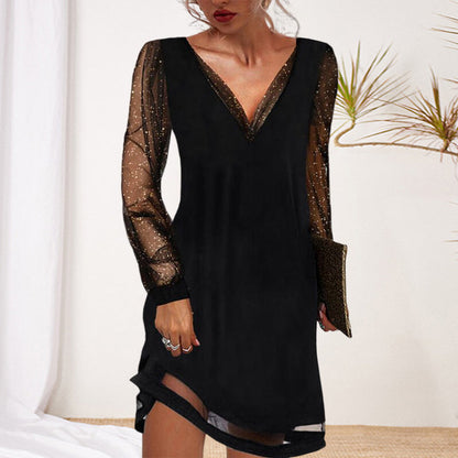 Damen Langarm Maxikleid Sommerkleid