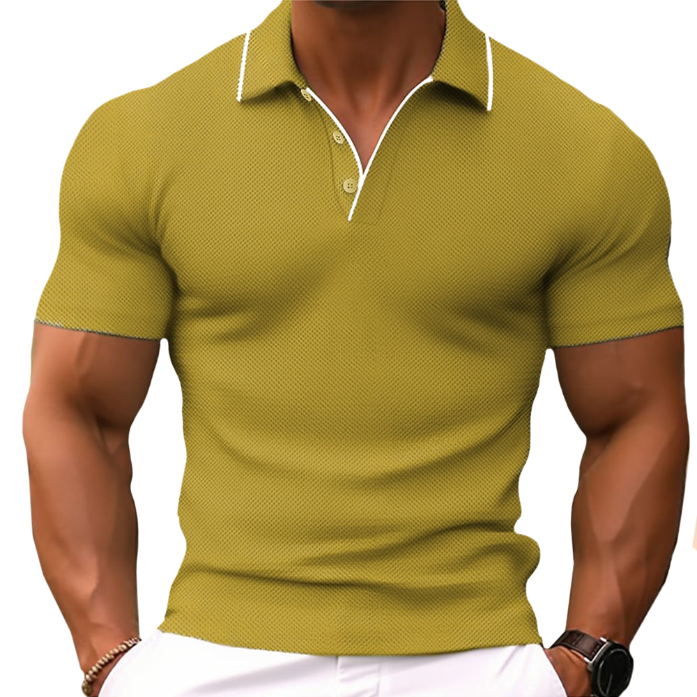 Herren Polo Slim Fit Knopfleiste Modern