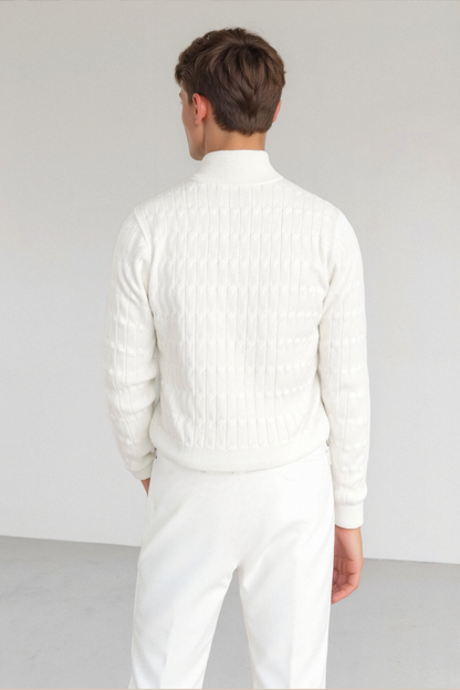 Klassischer Strickpullover Warm Reißverschluss Winter