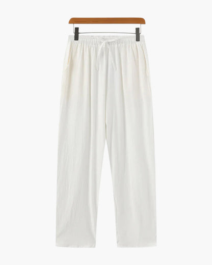 Herren Leinenhose Bequem Loose Fit mit Kordelzug