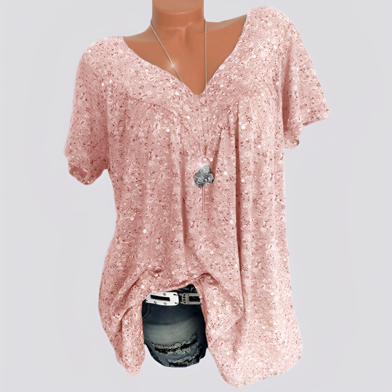 Damen Bluse Blumenmuster Lockere Passform Sommerweiß - Norvielle