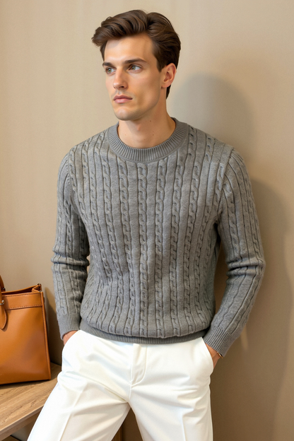 Damen Zopfstrick Pullover Elegantes Design