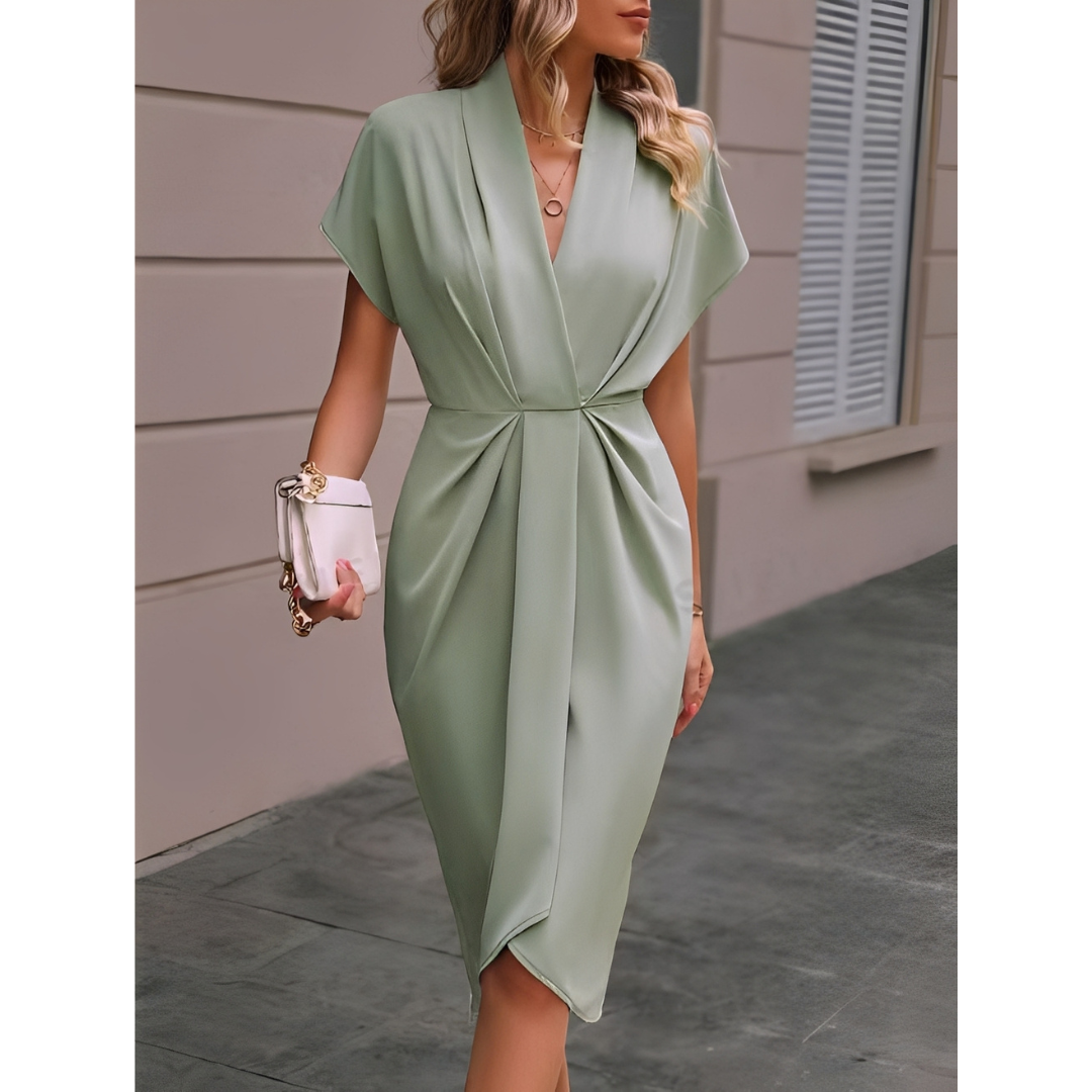Damen Wickelkleid Midi Länge Elegant