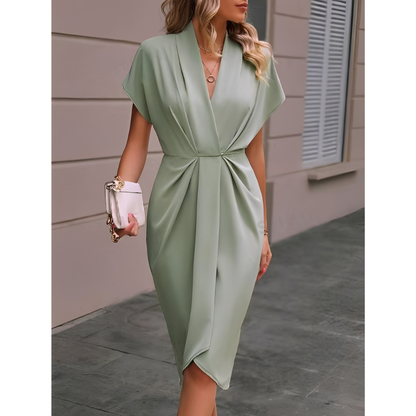 Damen Wickelkleid Midi Länge Elegant
