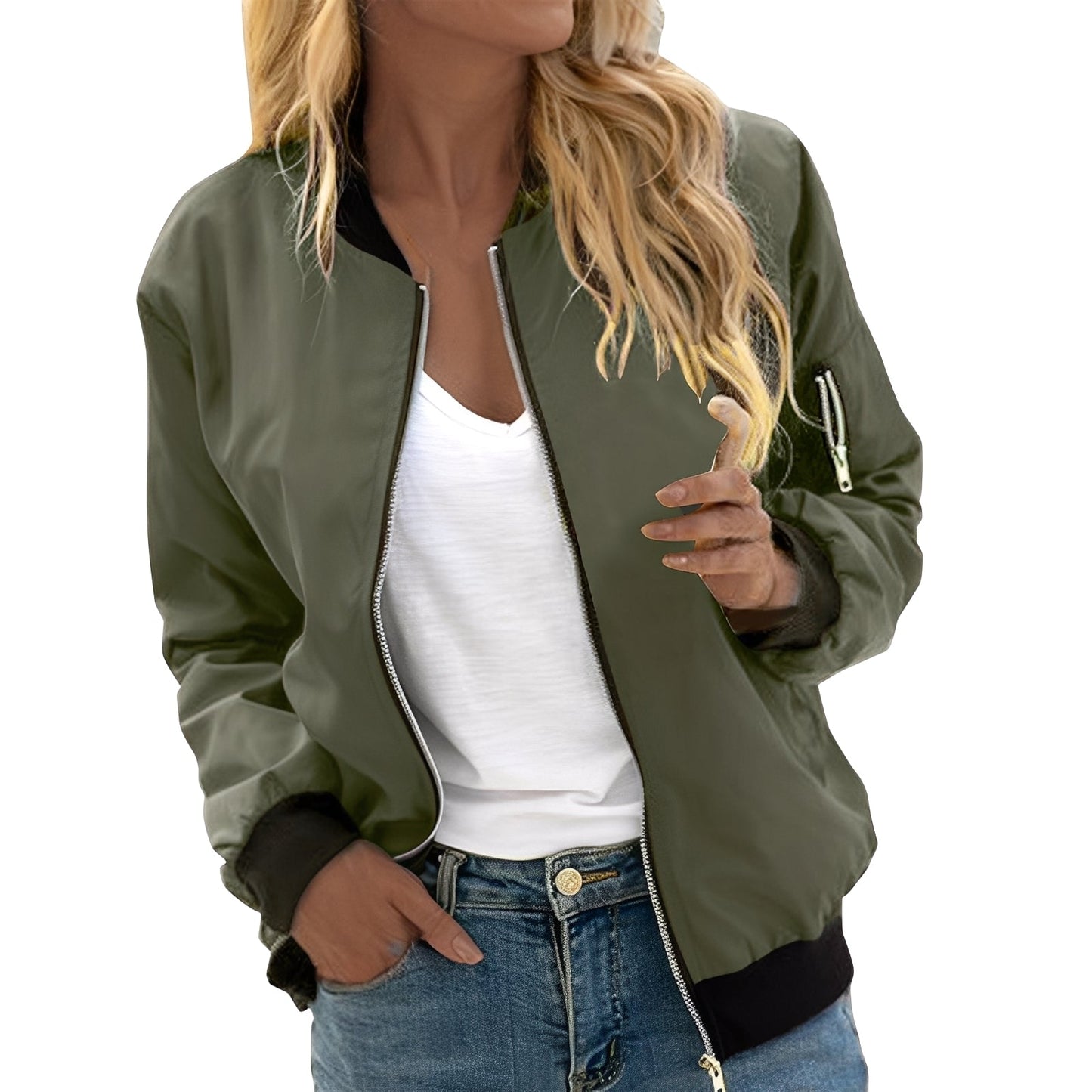 Damen Bomberjacke Retro Style Lässig