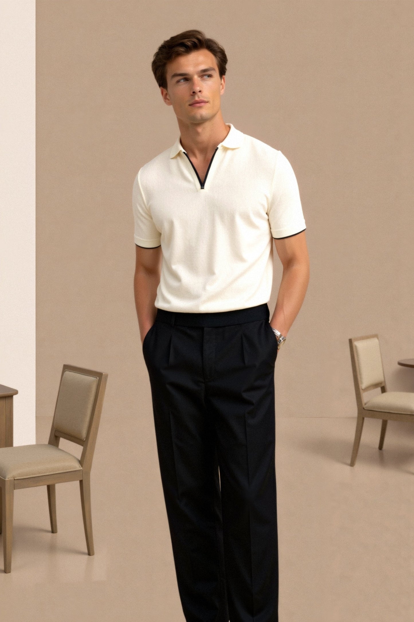 Herren Poloshirt Modernes Design Kontrastfarben Elegantes Aussehen