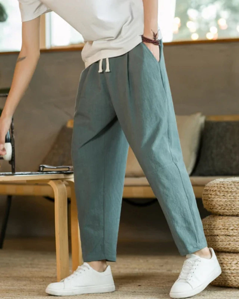 Damen Sommerhose Plissee Bequem Mit Kordelzug