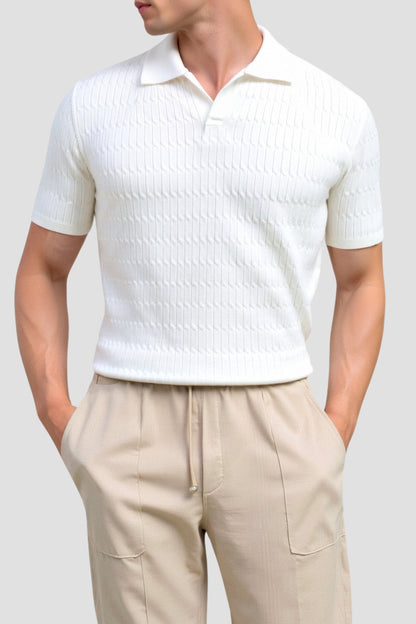 es Herren Poloshirt Strickoptik