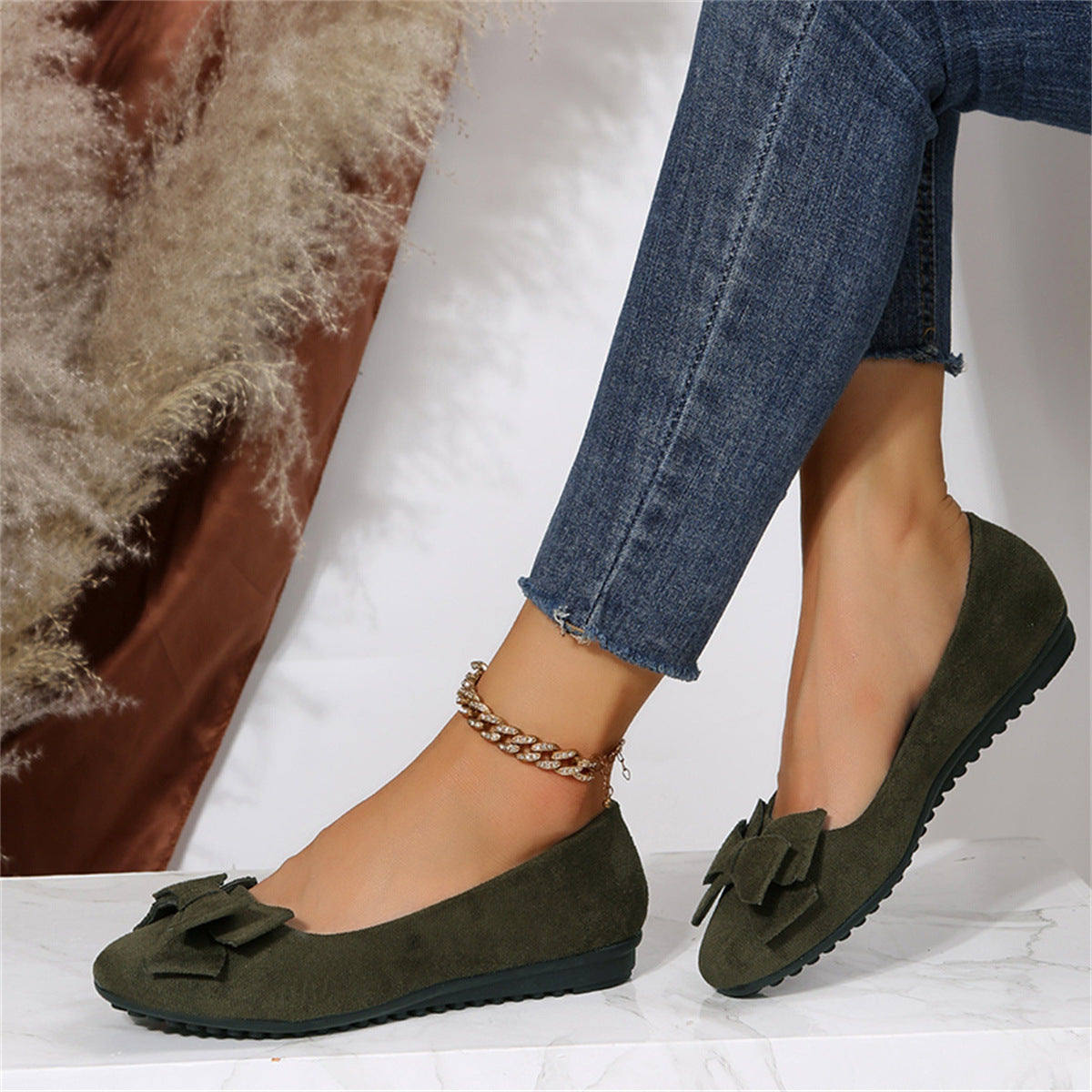 Damen Ballerinas Schleife Bequem Elegant