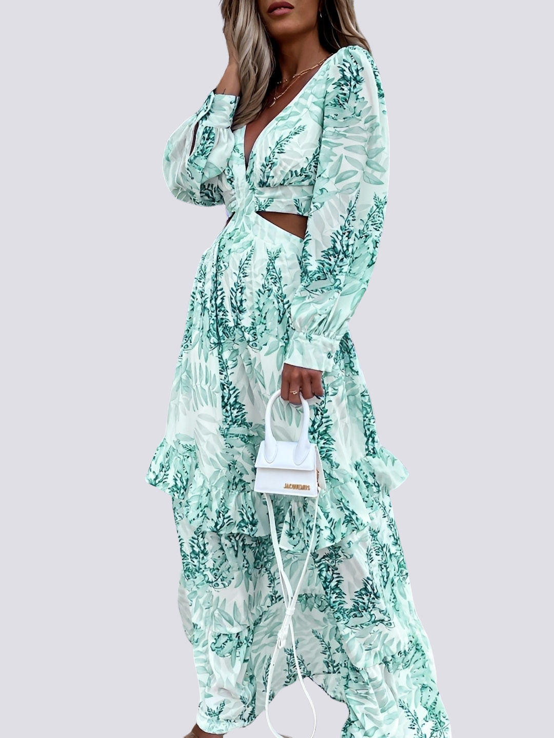 Damen Langarm Maxikleid Bequem Elegant