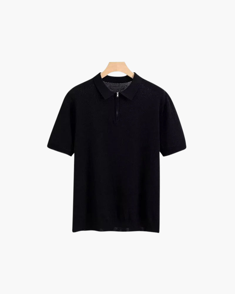 Herren Poloshirt Kurzarm Halbzipp Reißverschluss