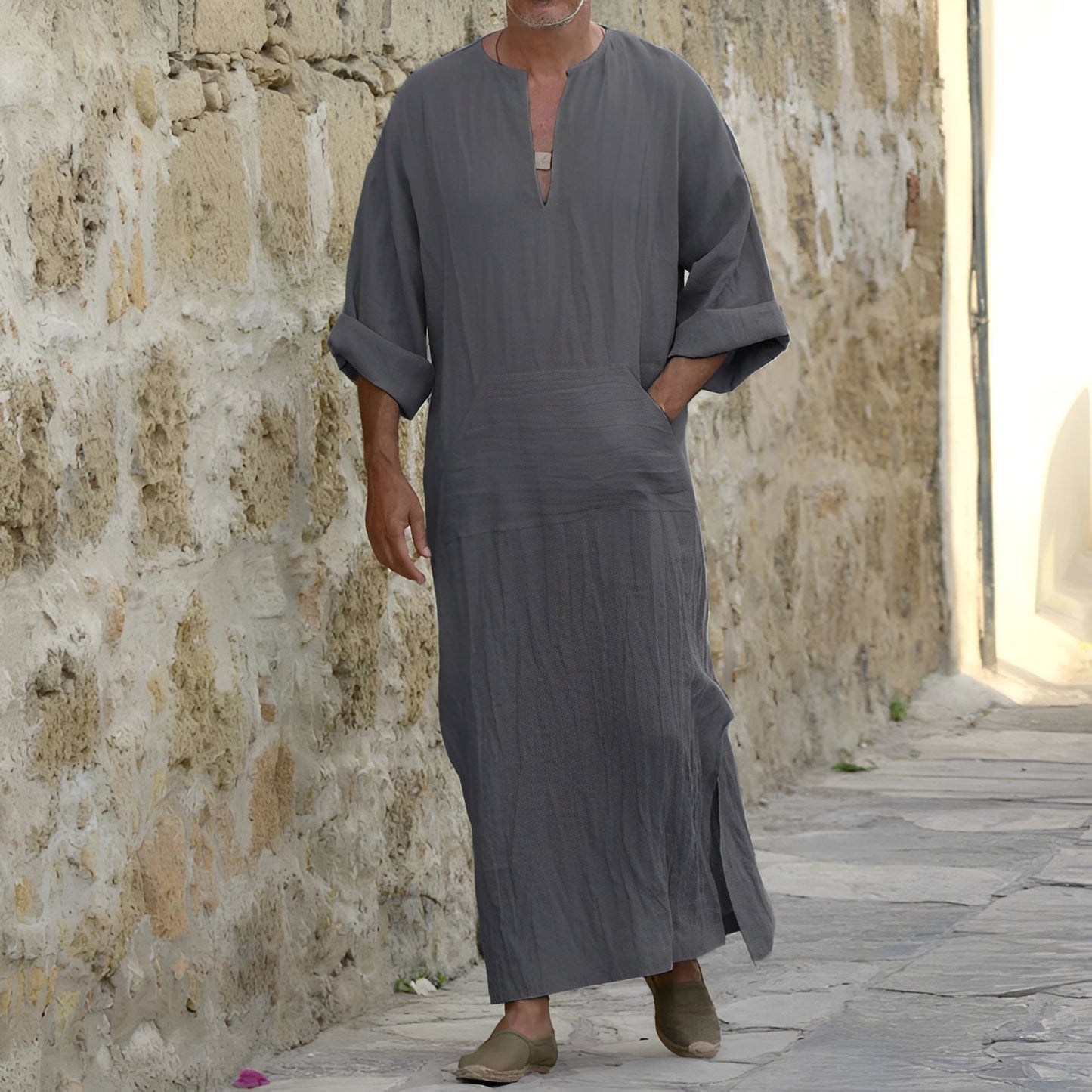 Herren Langhemdkleid Oversized mit Schlitz Elegantes Design