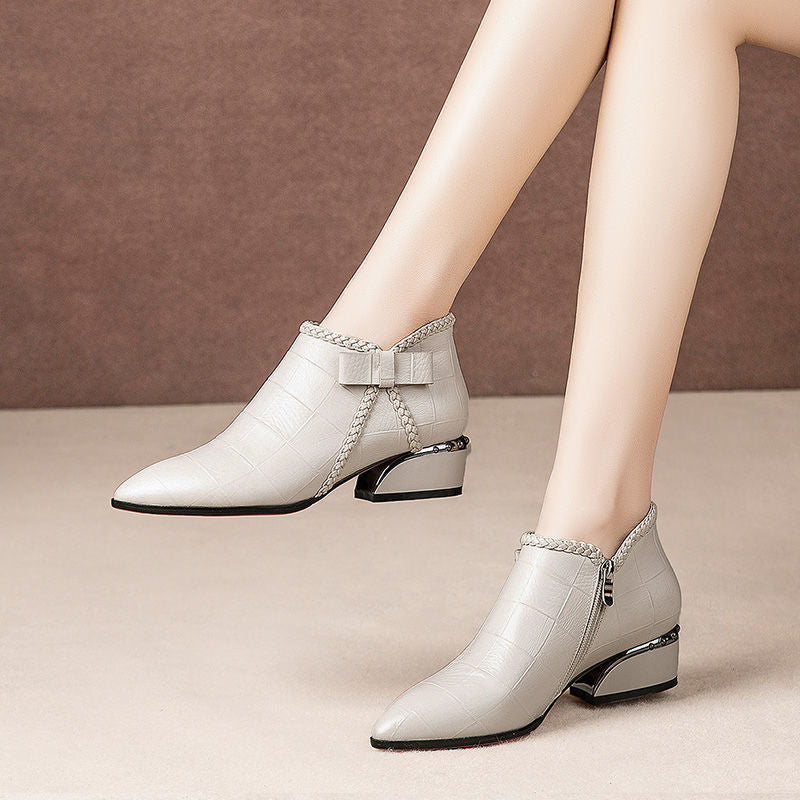 Damen Stiefeletten Klassisch Mit Absatz Schwarz - Norvielle