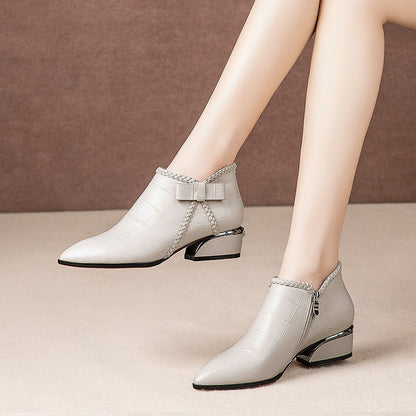 Damen Stiefeletten Klassisch Mit Absatz Schwarz - Norvielle