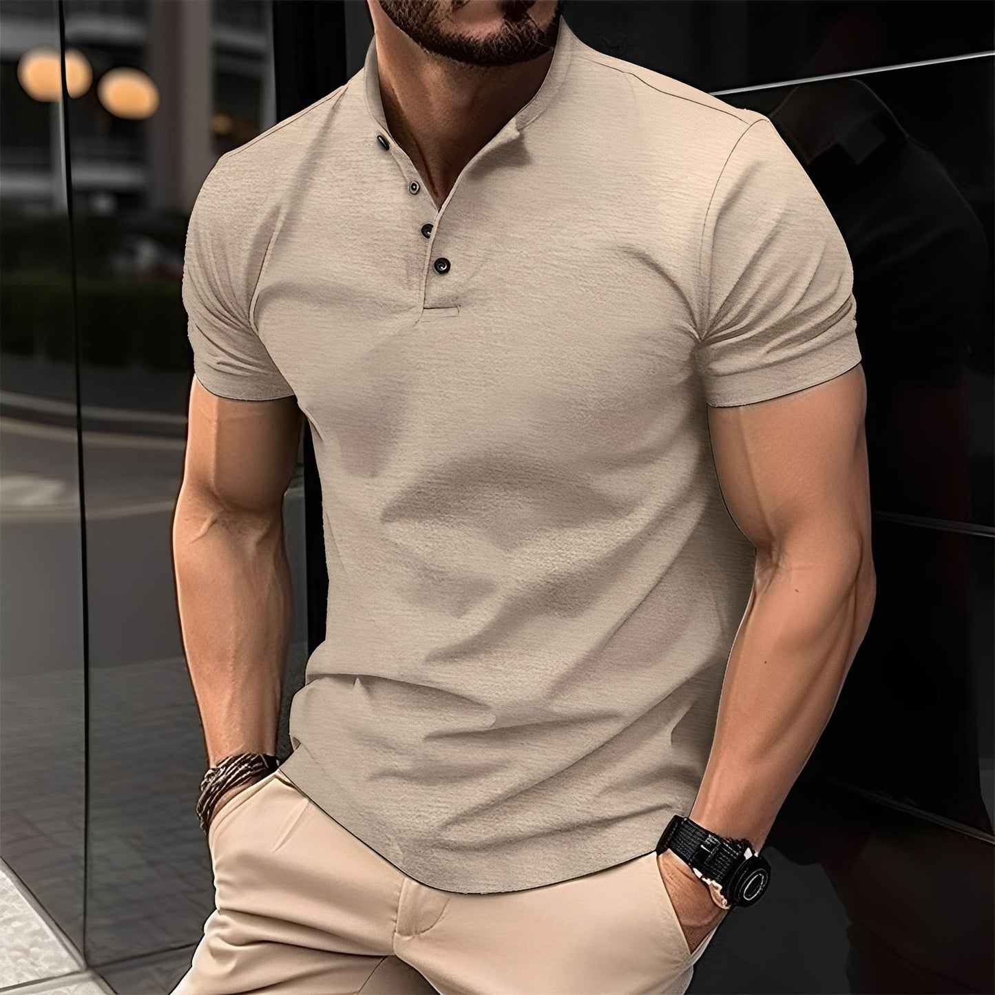 Herren Poloshirt aus Baumwolle mit Knöpfen