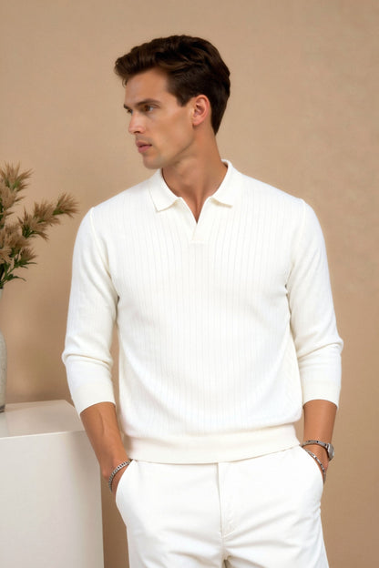 Elegantes Herren Poloshirt Slim Fit Modern Strick